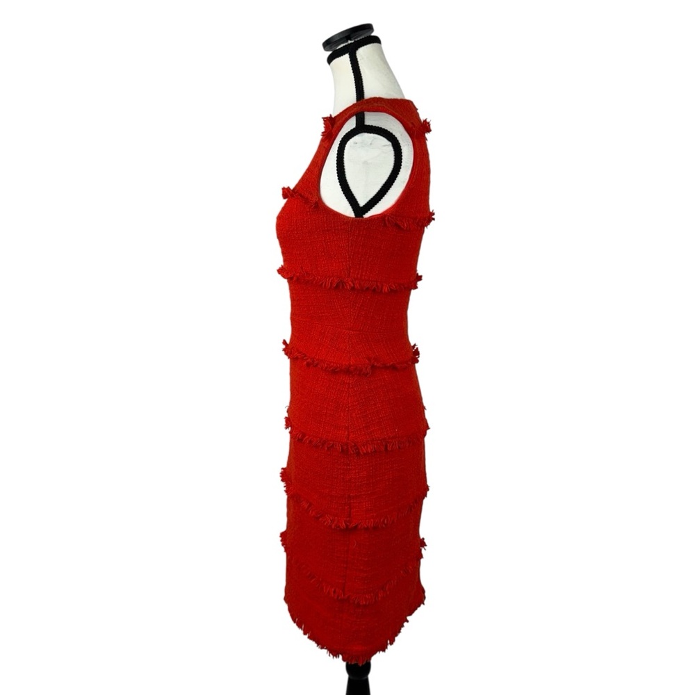 J.Crew Red Tweed Fringe Shift Dress Sleeveless Sheath Lined Cocktail Party 00 - Picture 4 of 11
